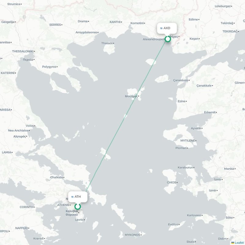 ATH - AXD route map
