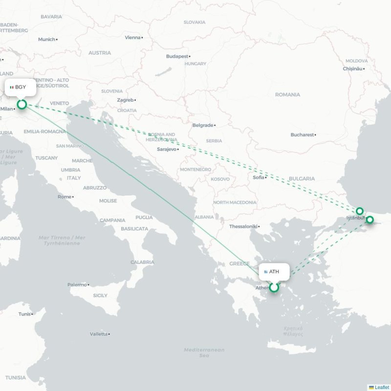 ATH - BGY route map