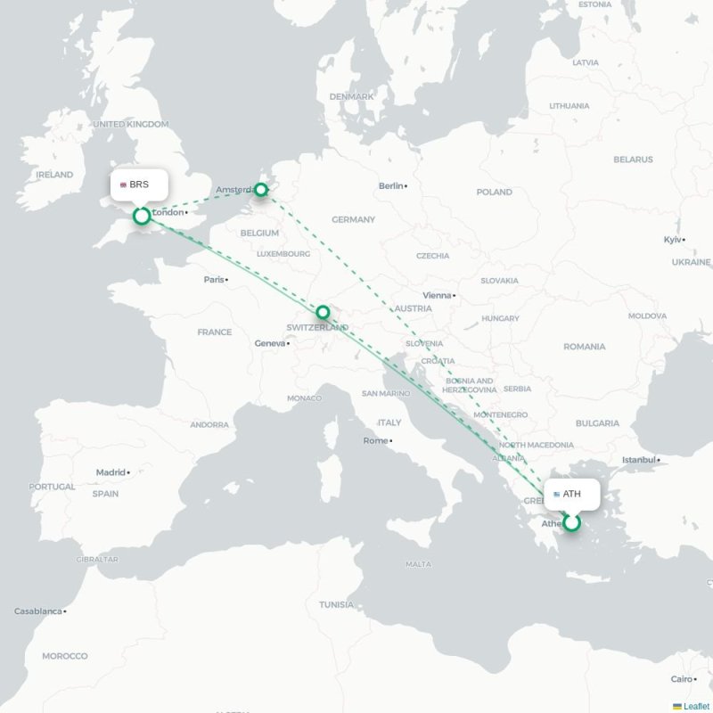 ATH - BRS route map