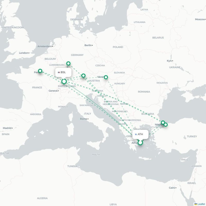 ATH - BSL route map