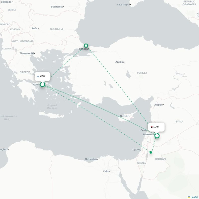 ATH - DAM route map