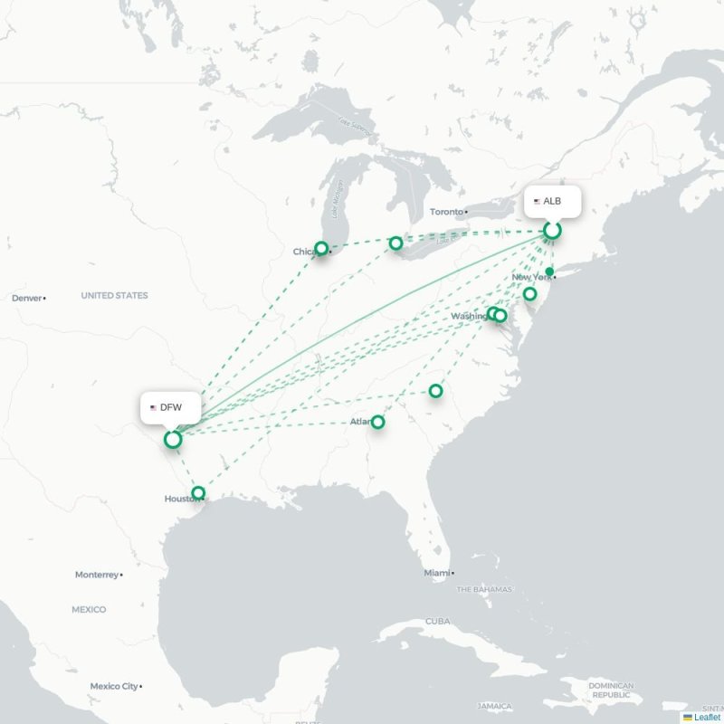 ATH - DFW route map