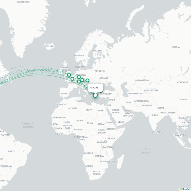 ATH - EWR route map