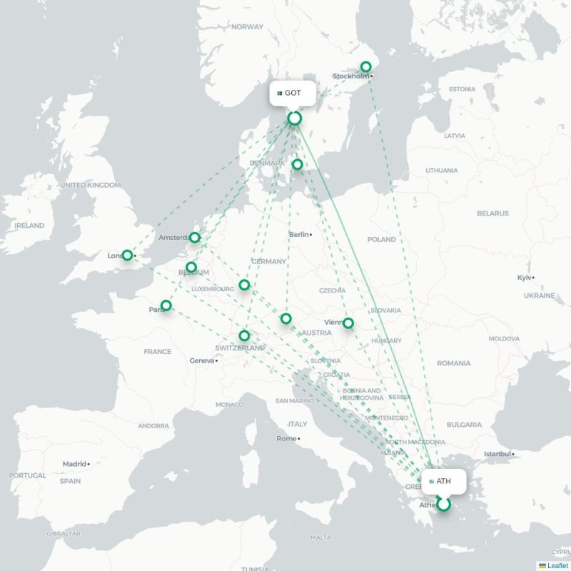 ATH - GOT route map