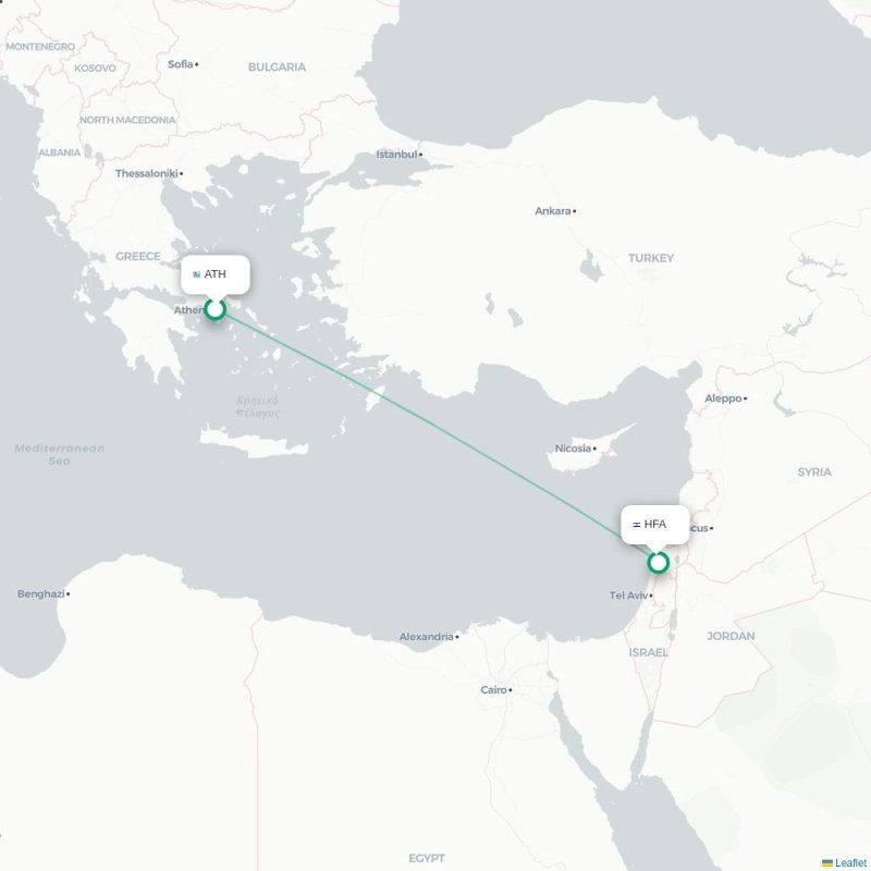 ATH - HFA route map