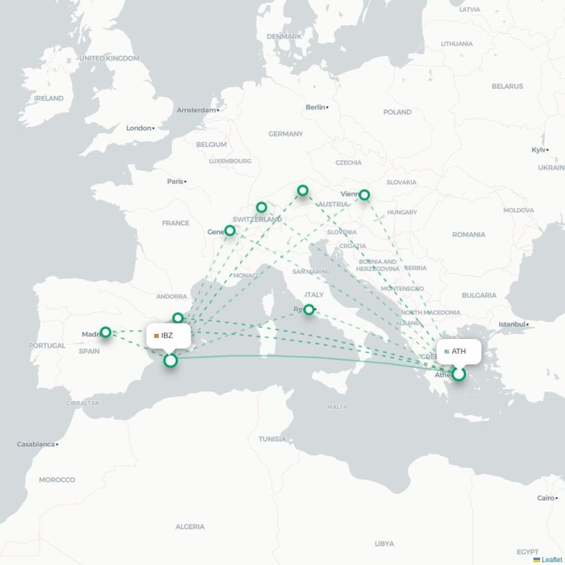 ATH - IBZ route map