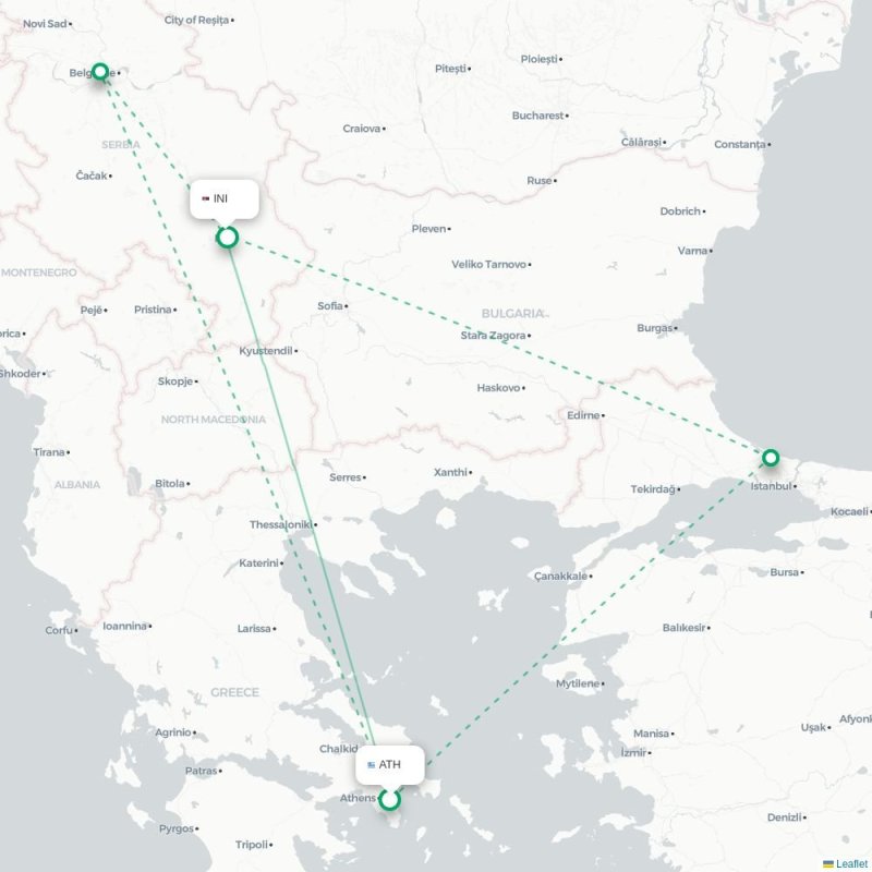 ATH - INI route map