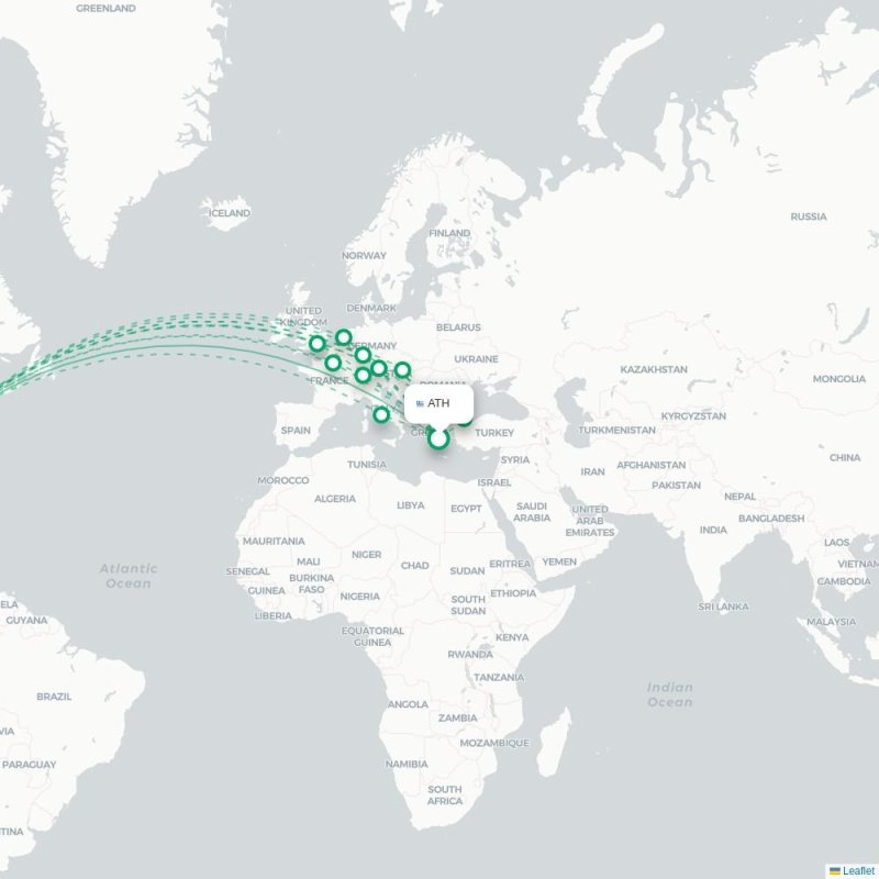ATH - JFK route map