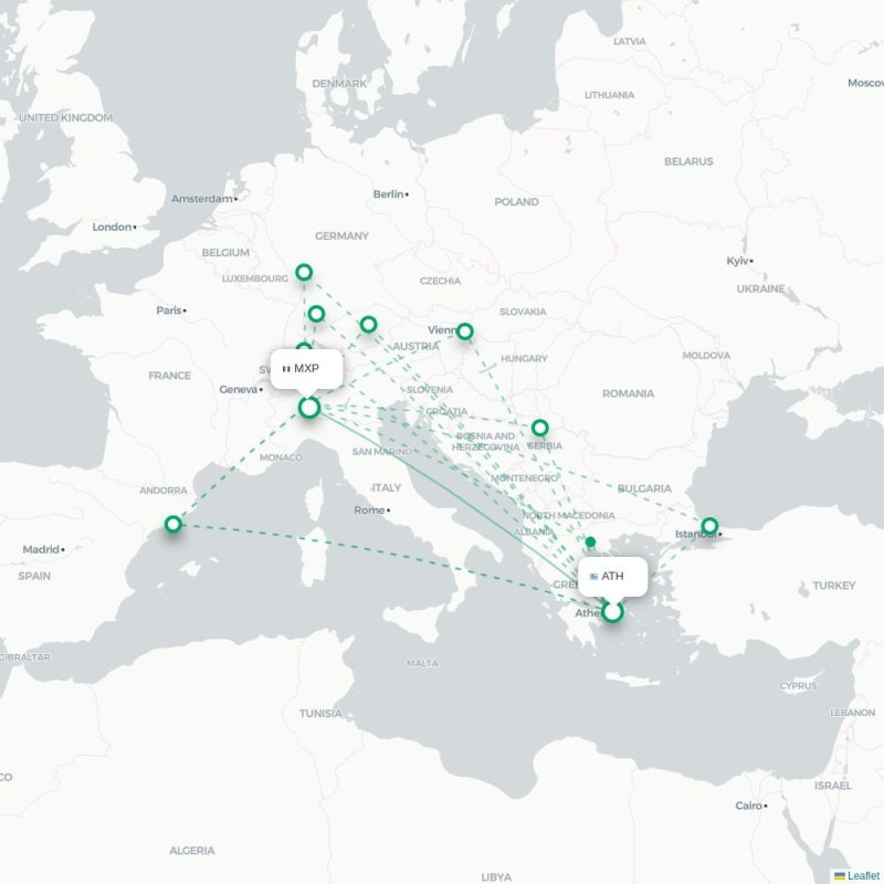 ATH - MXP route map