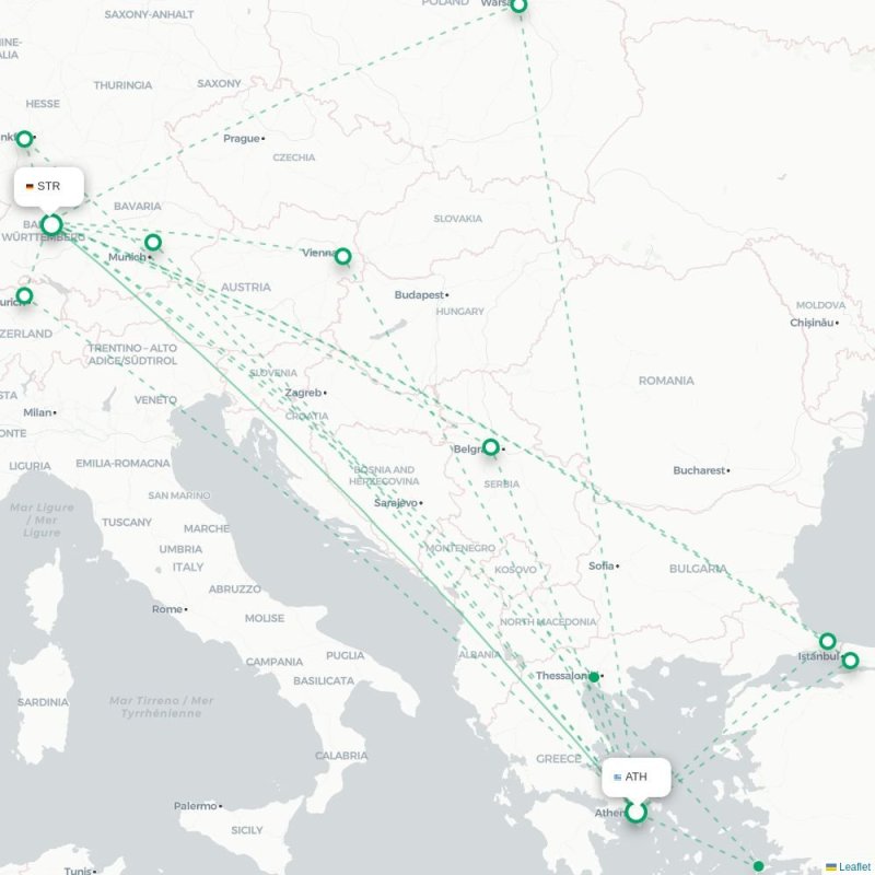 ATH - STR route map