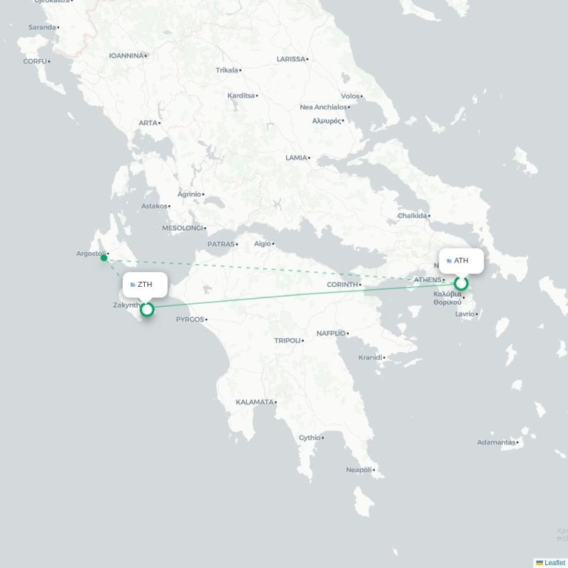 ATH - ZTH route map