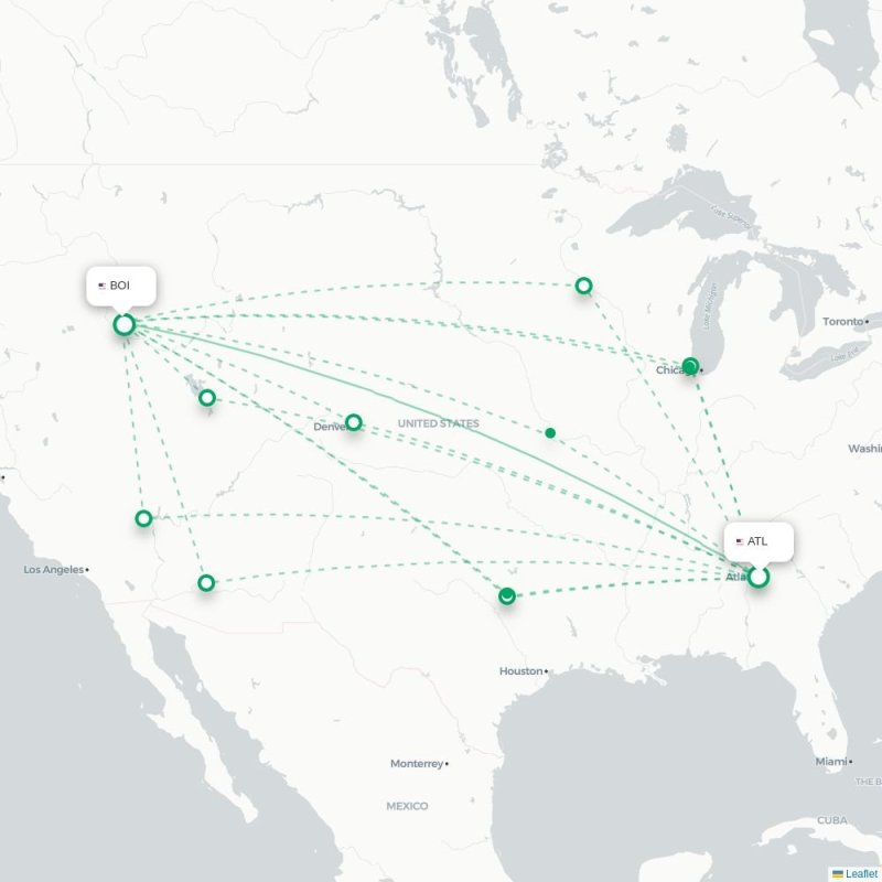 ATL - BOI route map