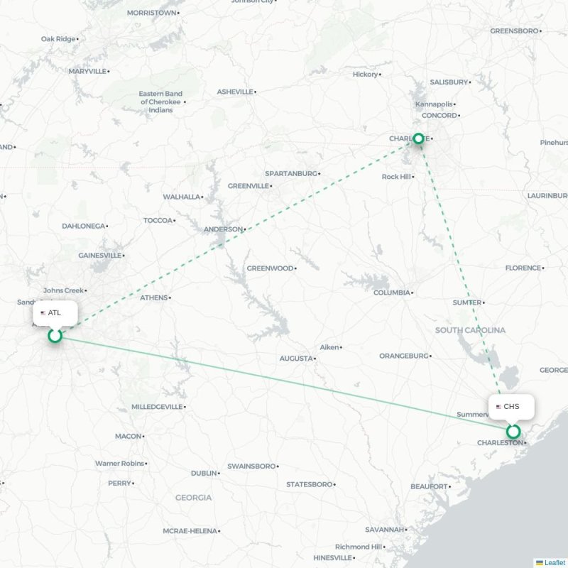 ATL - CHS route map