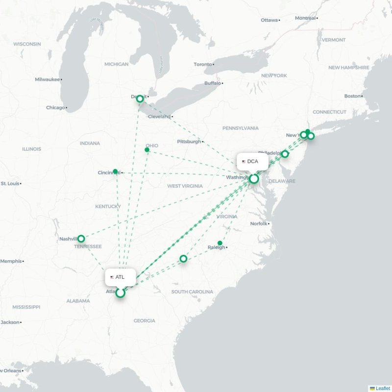 ATL - DCA route map