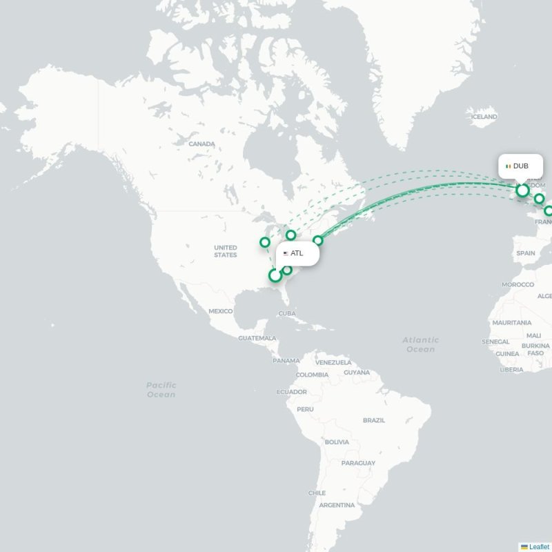 ATL - DUB route map