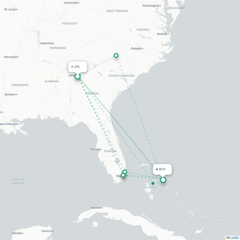 ATL - ELH route map