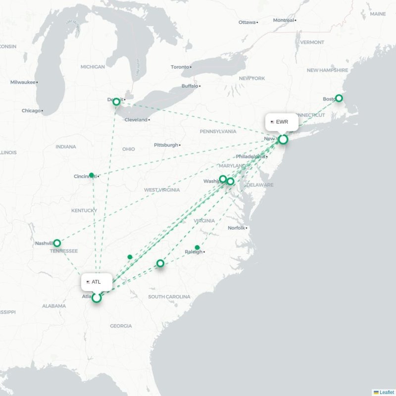 ATL - EWR route map