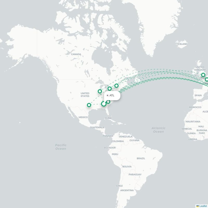 ATL - FCO route map