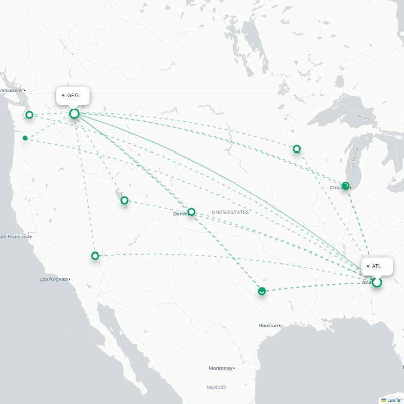 ATL - GEG route map