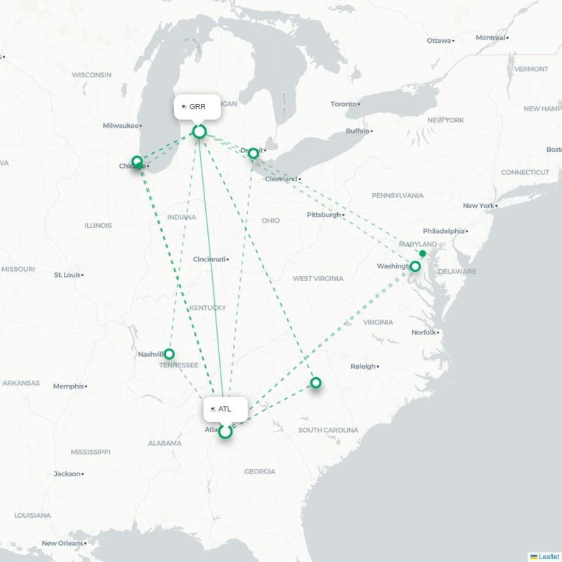 ATL - GRR route map
