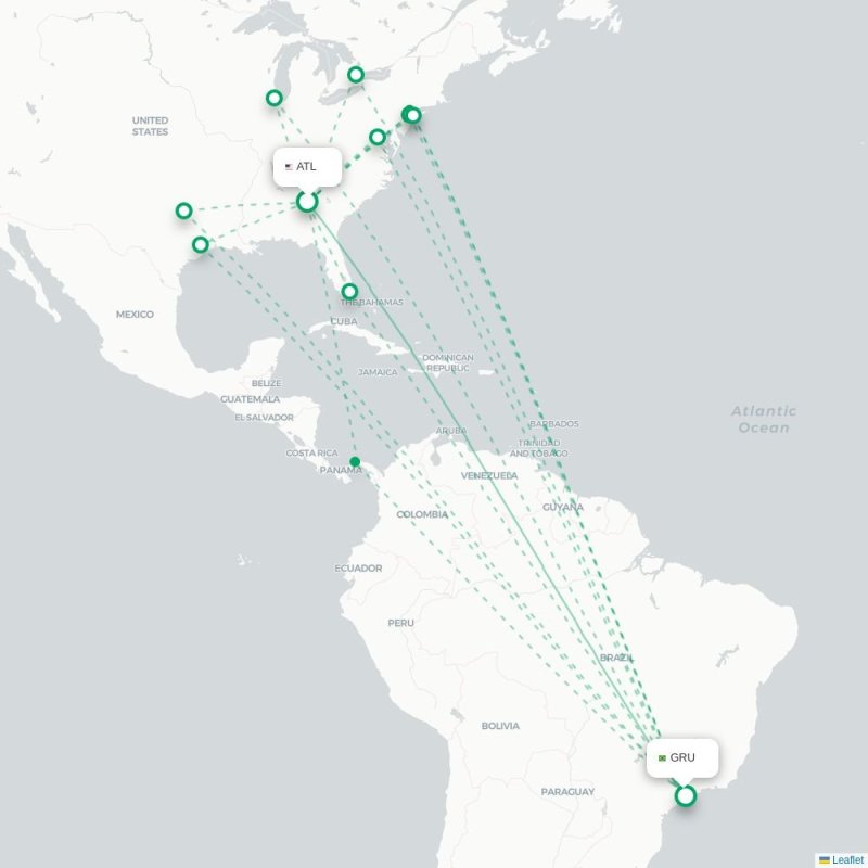 ATL - GRU route map
