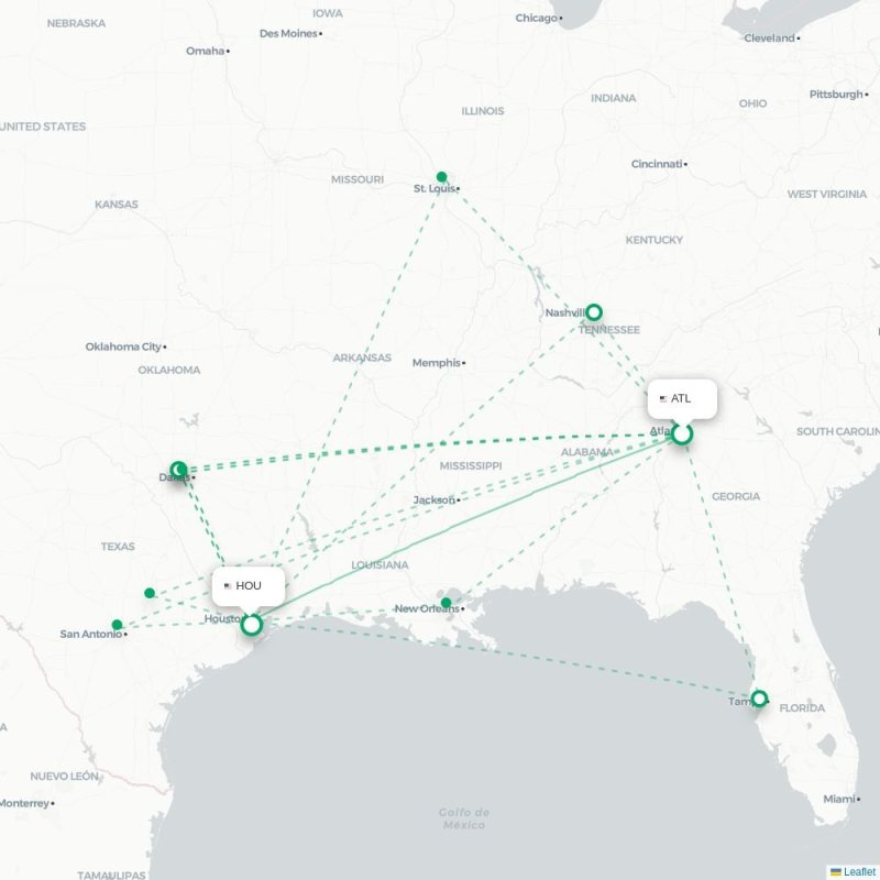 ATL - HOU route map