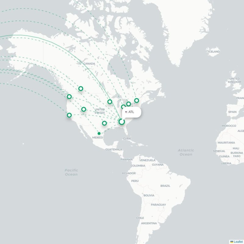 ATL - ICN route map