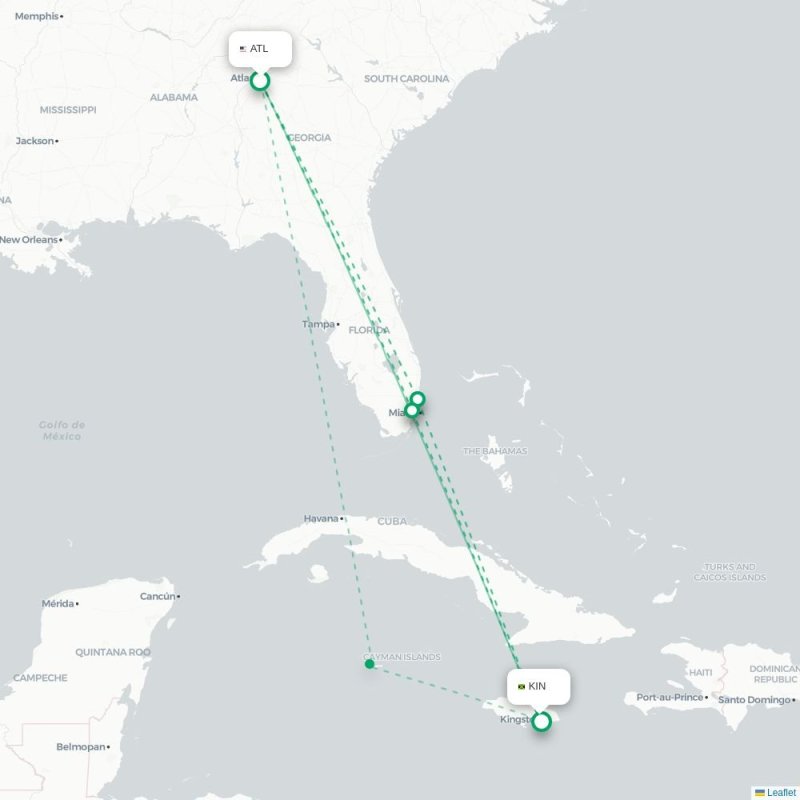 ATL - KIN route map