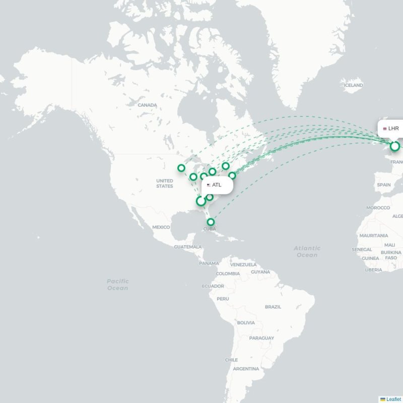 ATL - LHR route map
