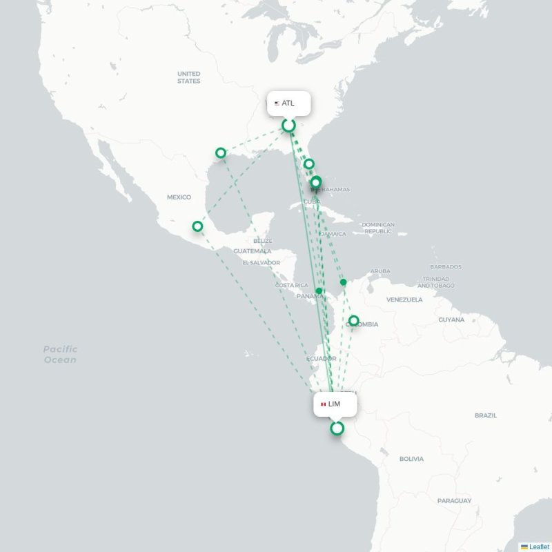 ATL - LIM route map