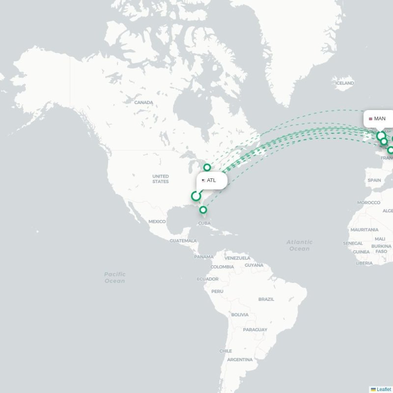 ATL - MAN route map