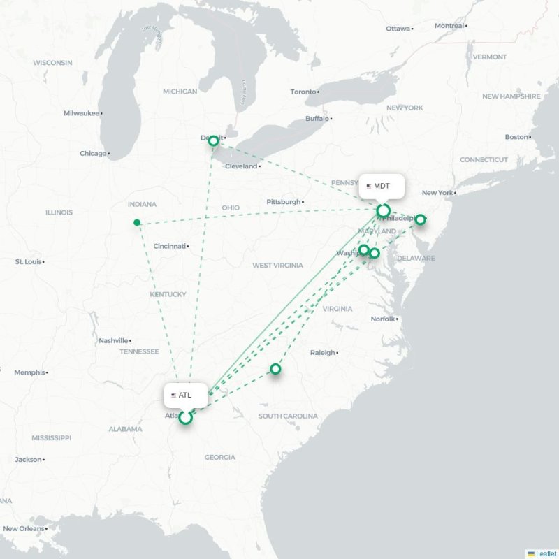 ATL - MDT route map