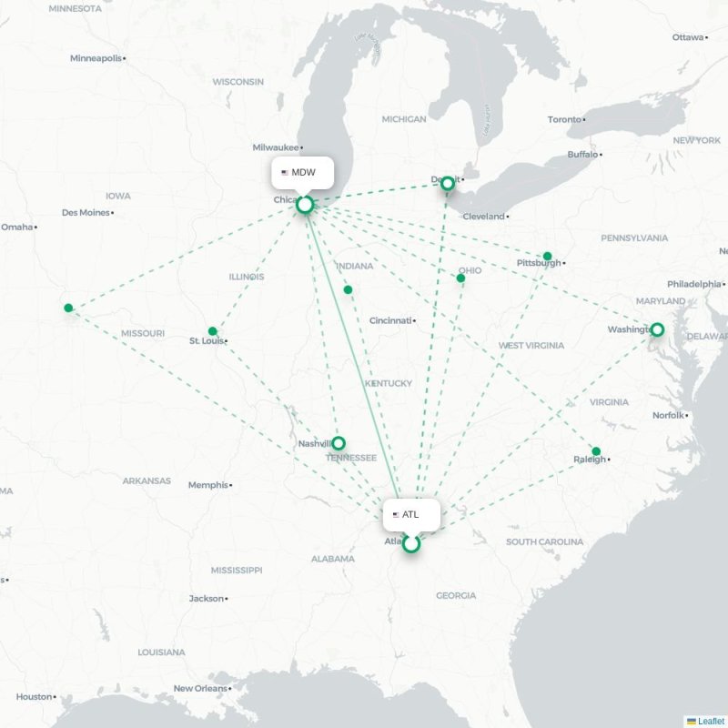 ATL - MDW route map