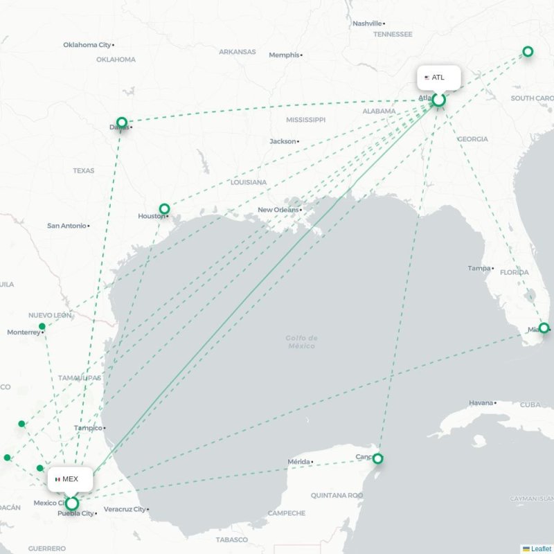 ATL - MEX route map