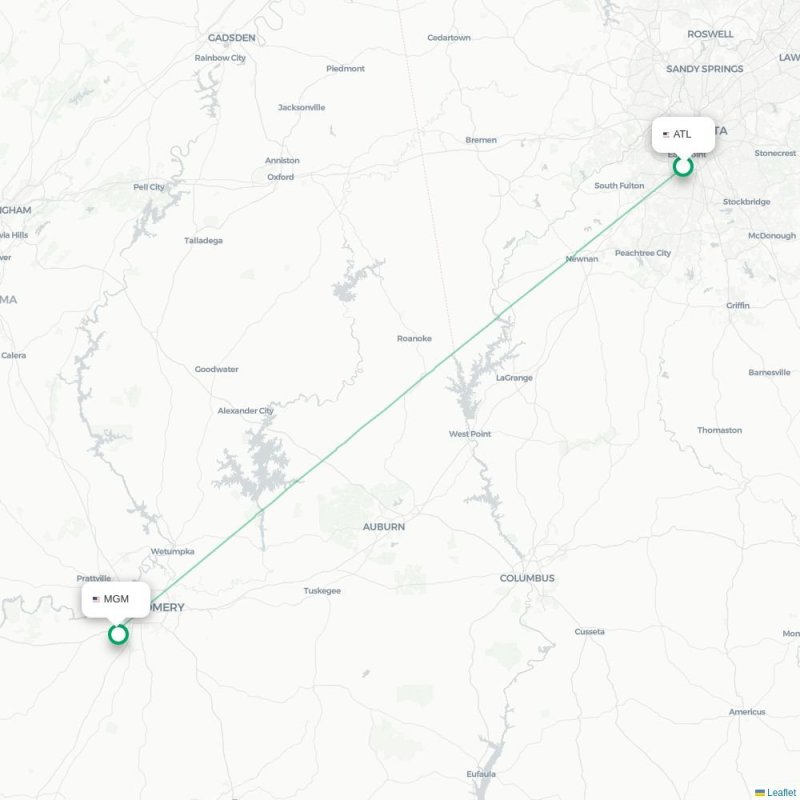 ATL - MGM route map