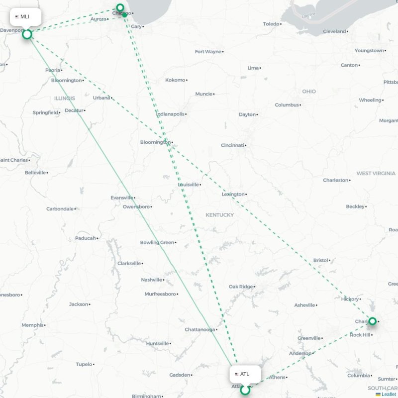 ATL - MLI route map