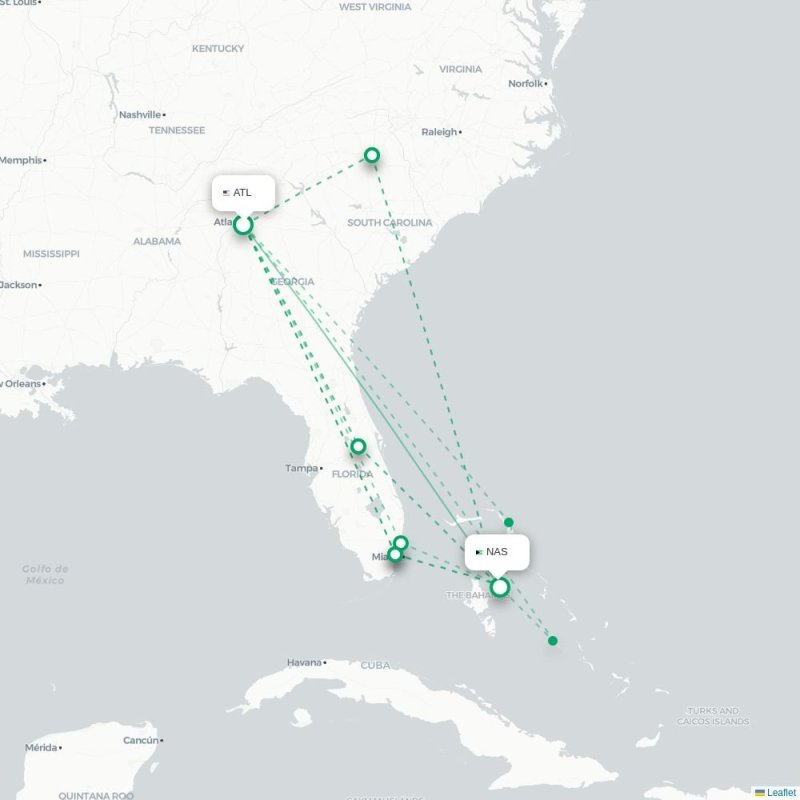ATL - NAS route map