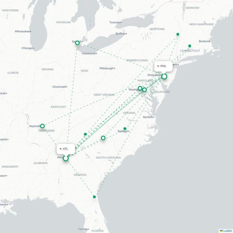 ATL - PHL route map