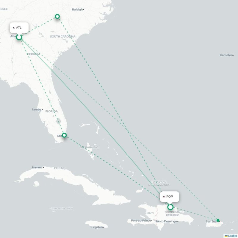 ATL - POP route map