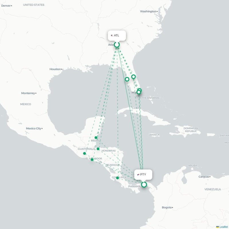 ATL - PTY route map