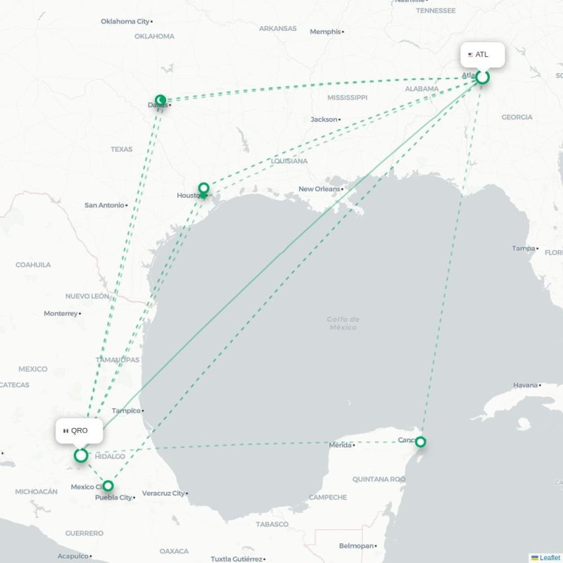 ATL - QRO route map