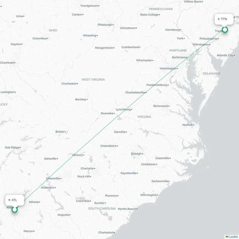 ATL - TTN route map