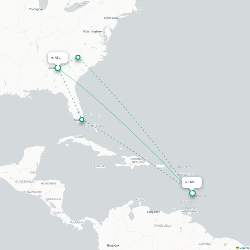 ATL - UVF route map
