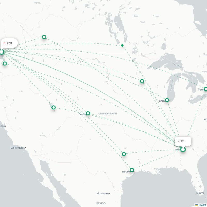 ATL - YVR route map