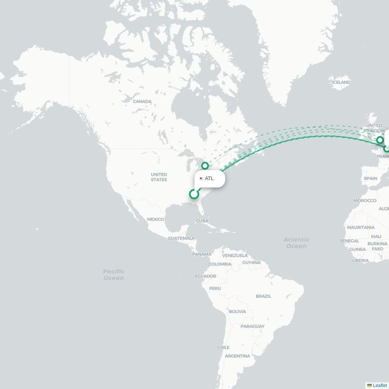 ATL - ZRH route map