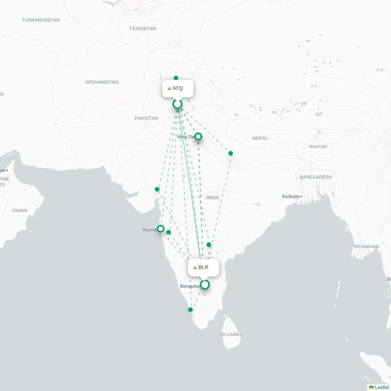 ATQ - BLR route map