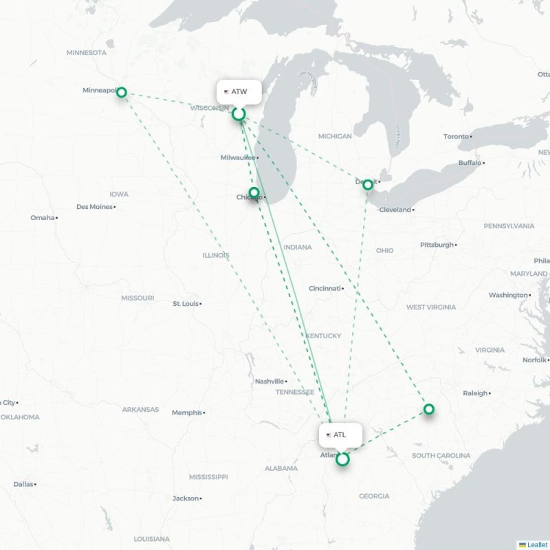 ATW - ATL route map