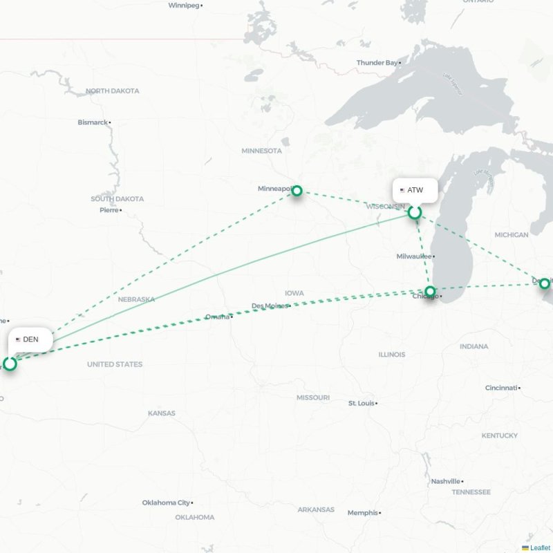 ATW - DEN route map
