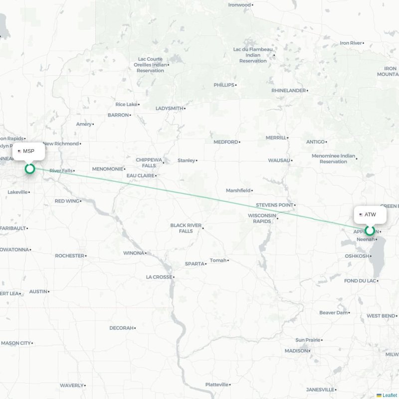 ATW - MSP route map