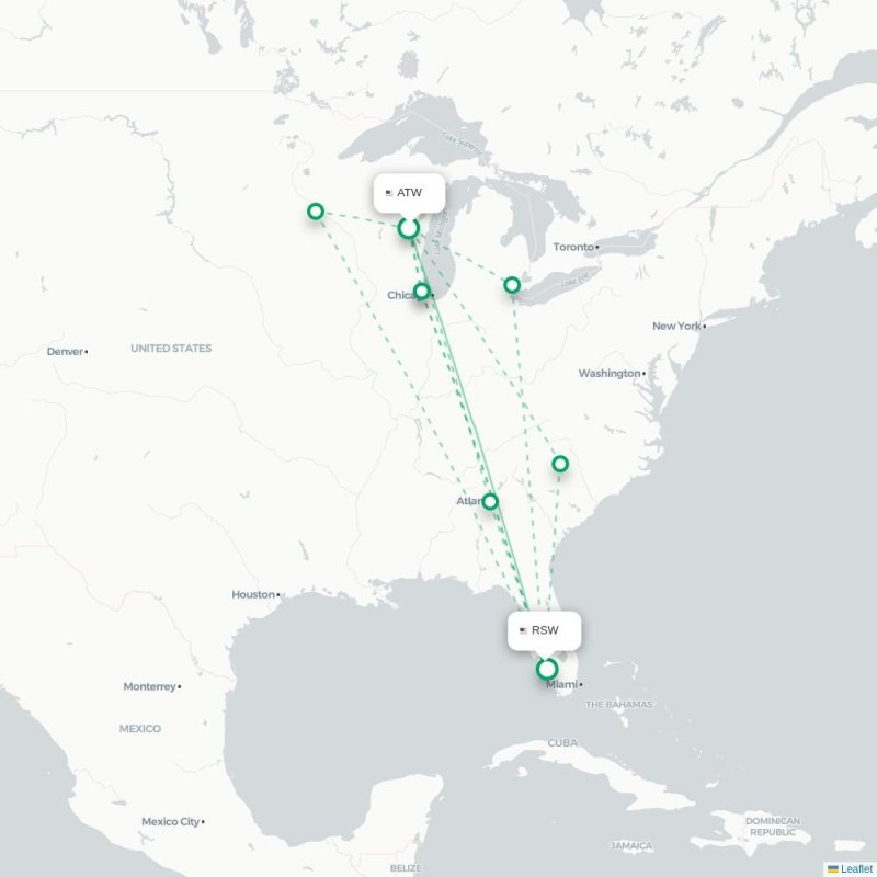 ATW - RSW route map